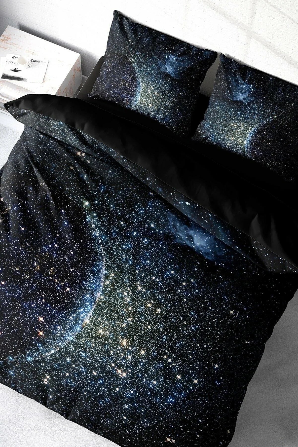 Nevresim Takımı Pamuk Saten Çift Kişilik 3D Digital Star Moon