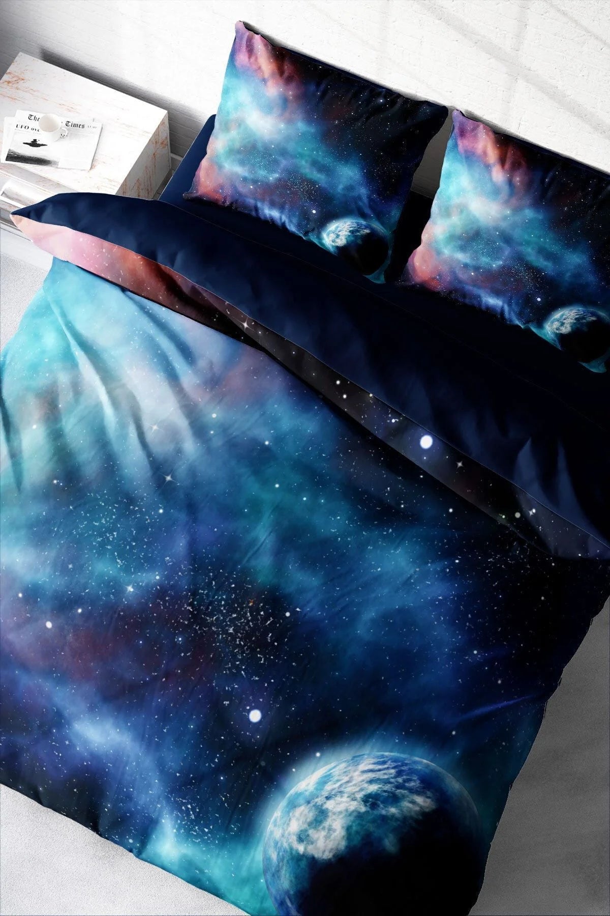 Nevresim Takımı Pamuk Saten Çift Kişilik 3D Digital Star Night