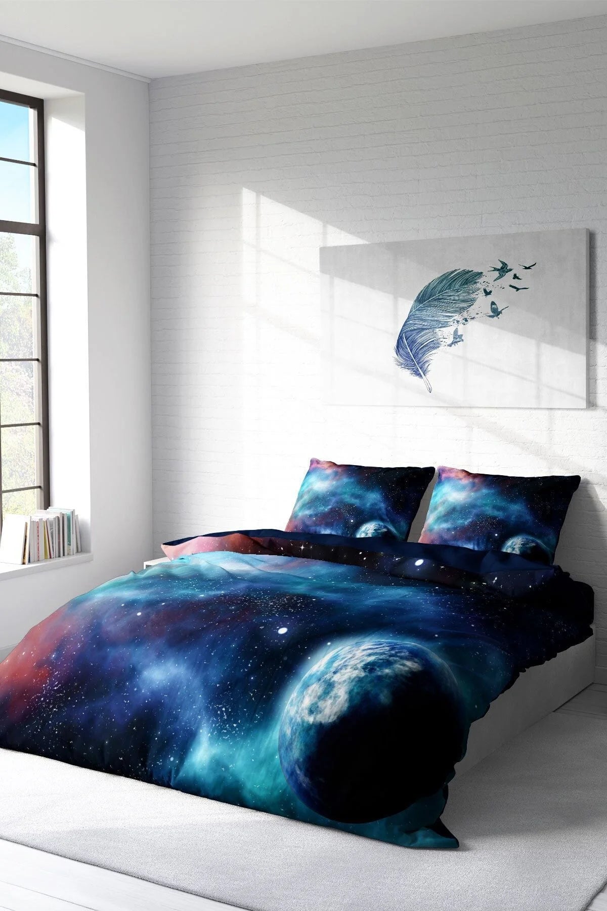 Nevresim Takımı Pamuk Saten Çift Kişilik 3D Digital Star Night