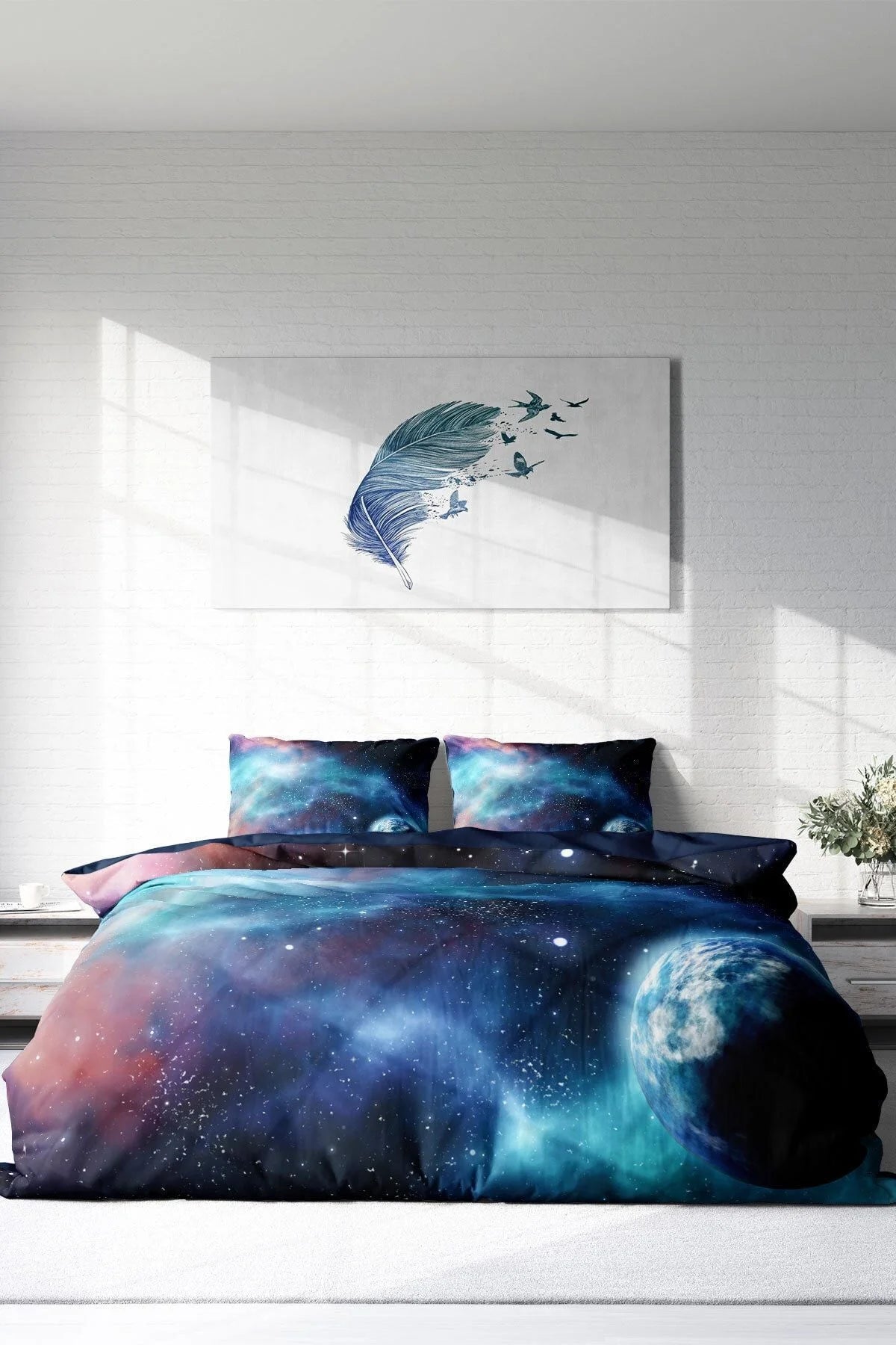 Nevresim Takımı Pamuk Saten Çift Kişilik 3D Digital Star Night