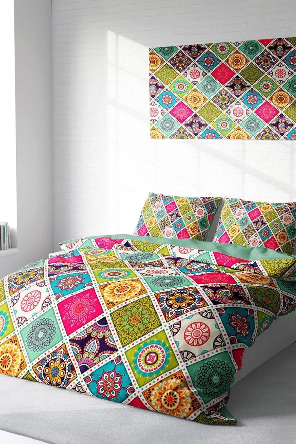 Nevresim Takımı Pamuk Saten Çift Kişilik 3D Digital Strip Motif