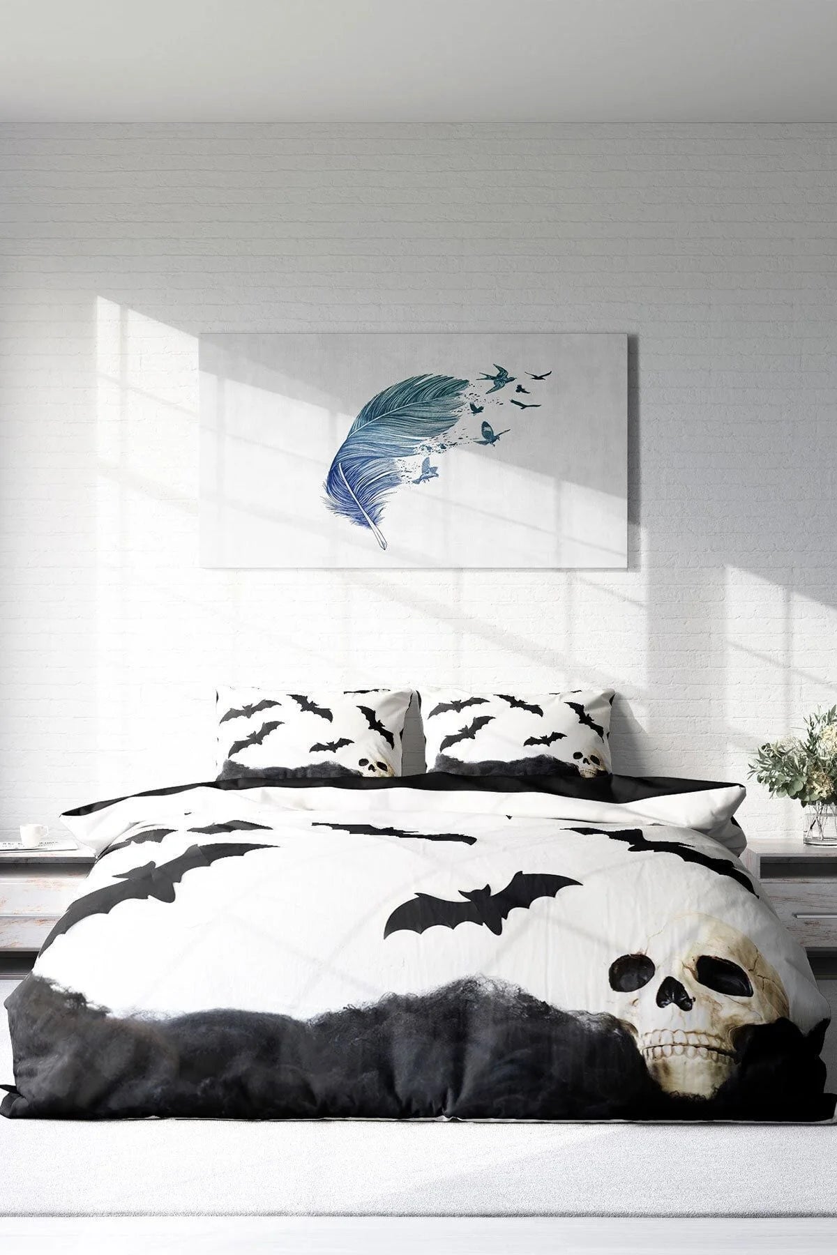 Nevresim Takımı Pamuk Saten Çift Kişilik 3D Digital Yarasa