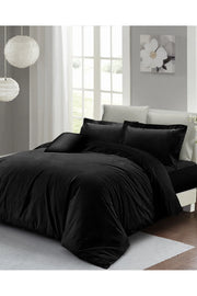 Nevresim Takımı Pamuk Saten Çift Kişilik Siyah Lux Pamuk Percale