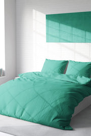 Nevresim Takımı %100 Doğal Pamuk Çift Kişilik 3D Digital Yeşil Lux Pamuk Percale