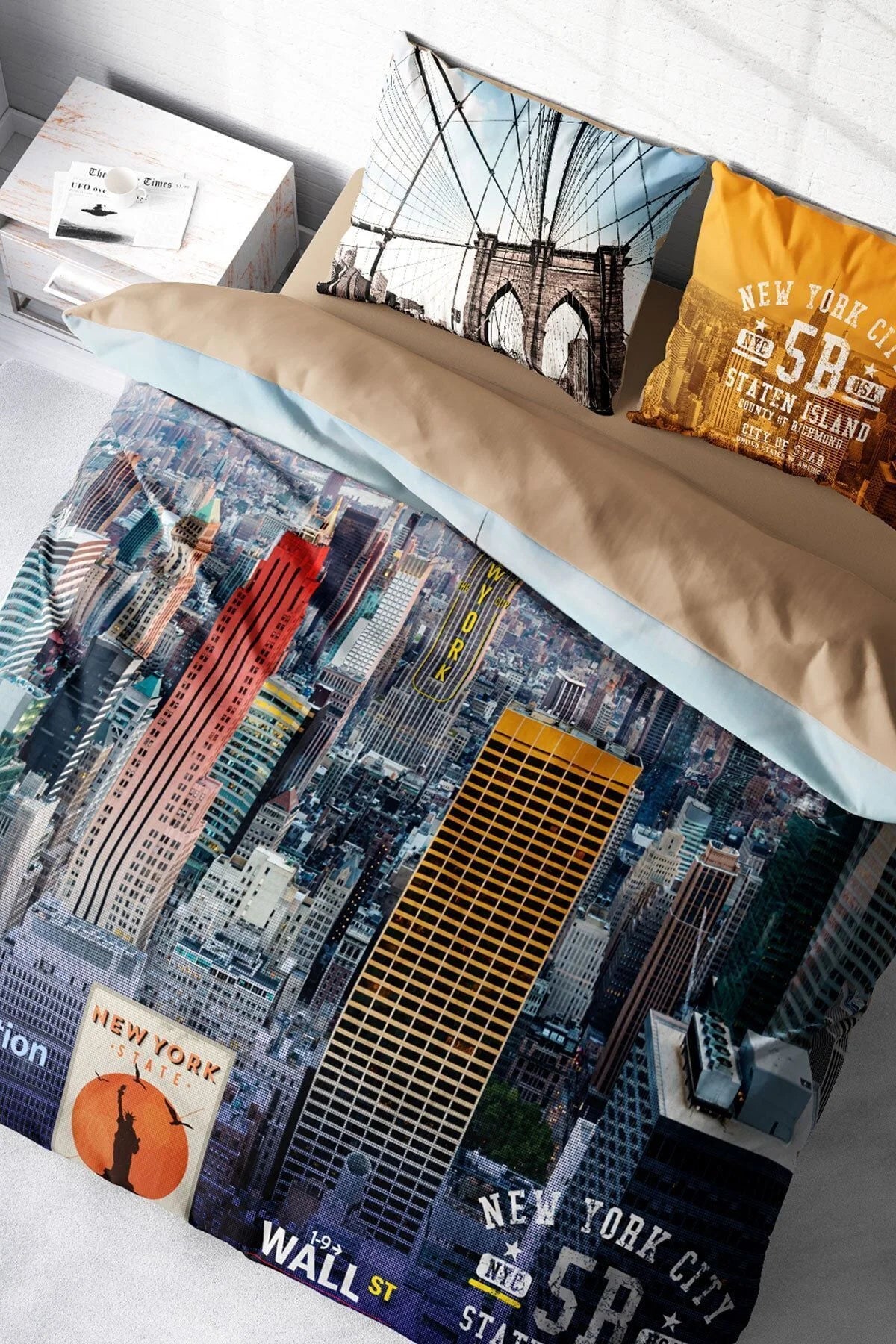 New York 3D Dijital Baskılı Çift Kişilik Nevresim Takımı