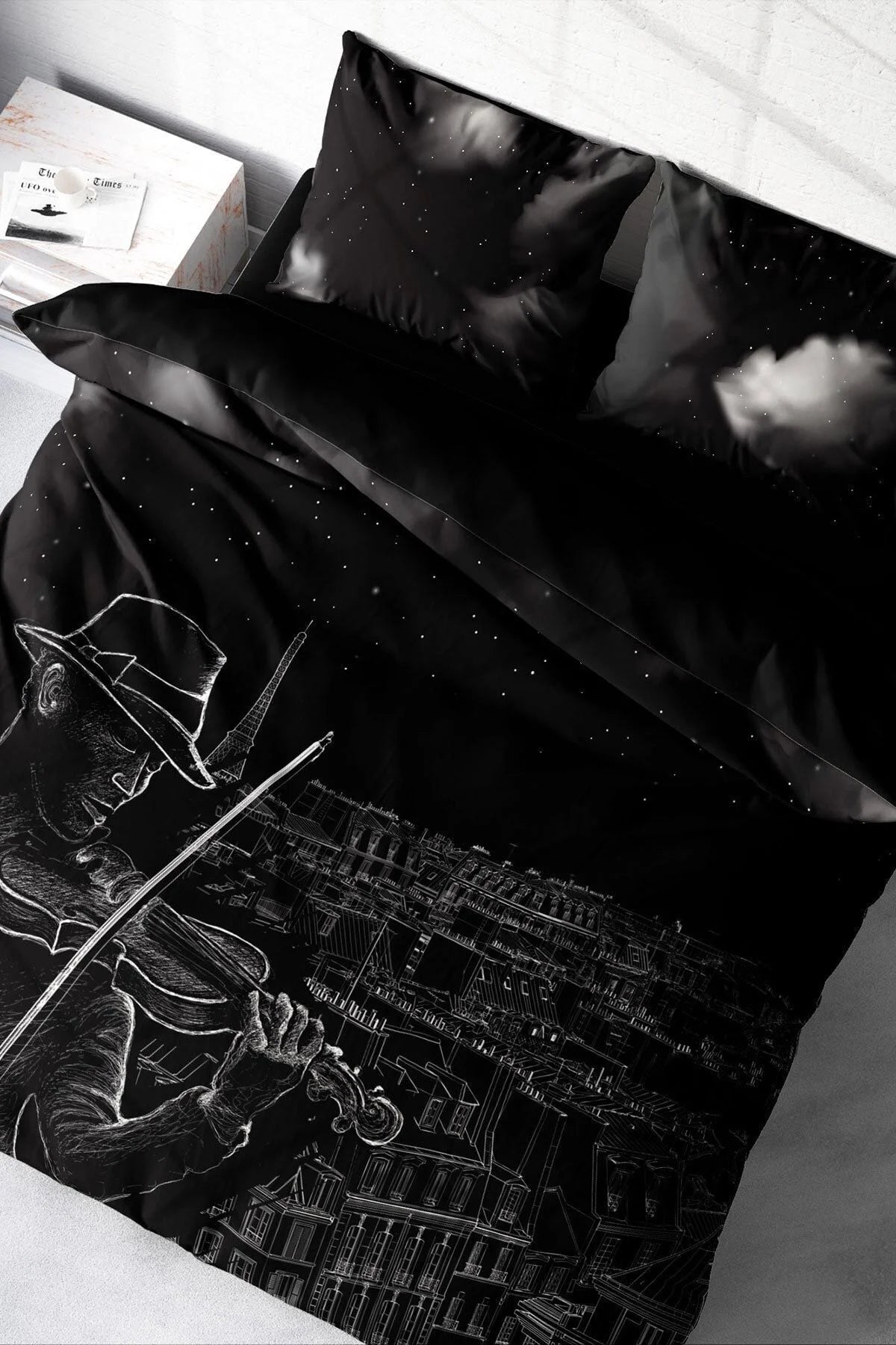Night City 3D Pamuk Saten Çift Kişilik Nevresim Takımı