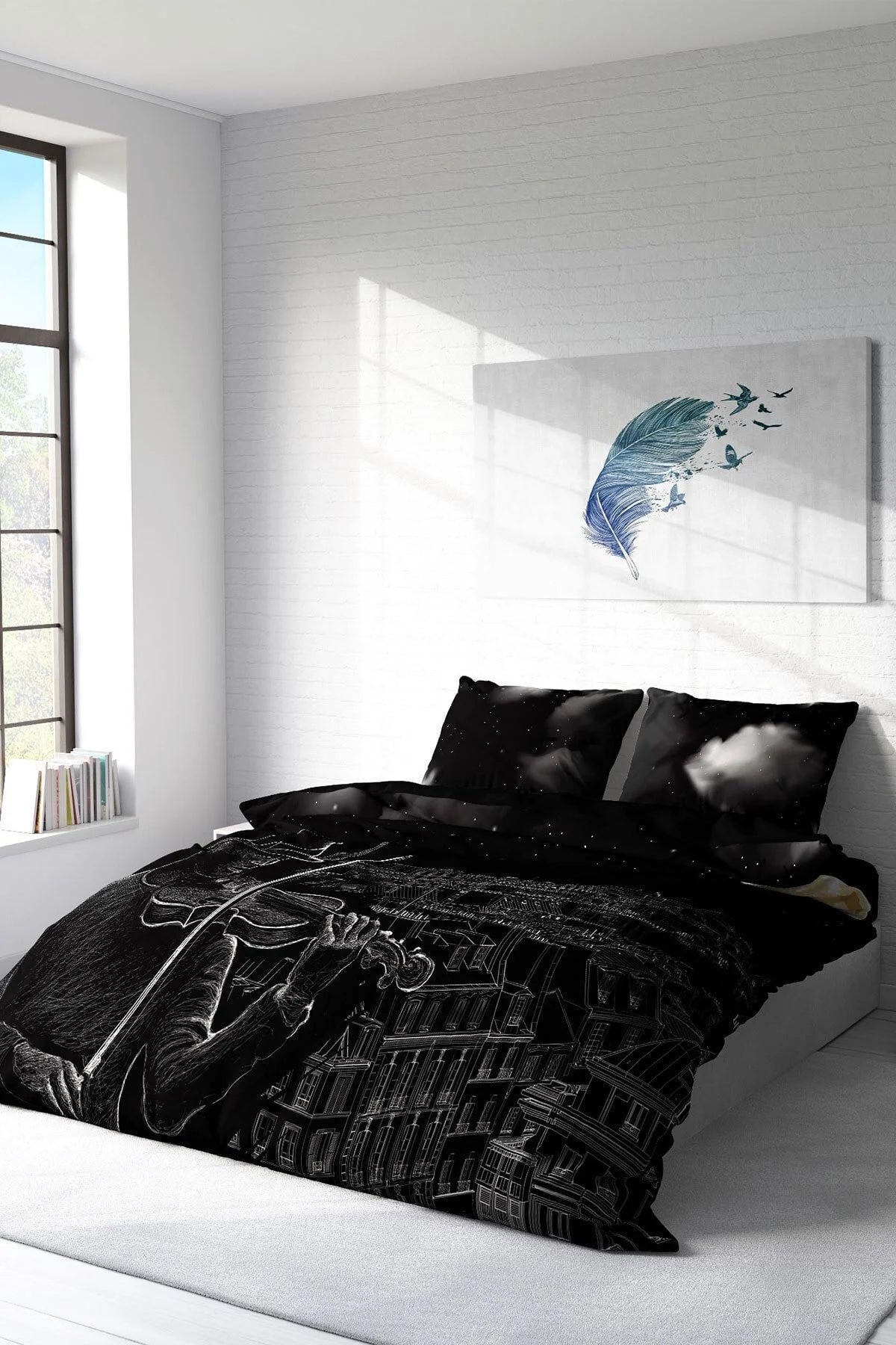 Night City 3D Pamuk Saten Çift Kişilik Nevresim Takımı