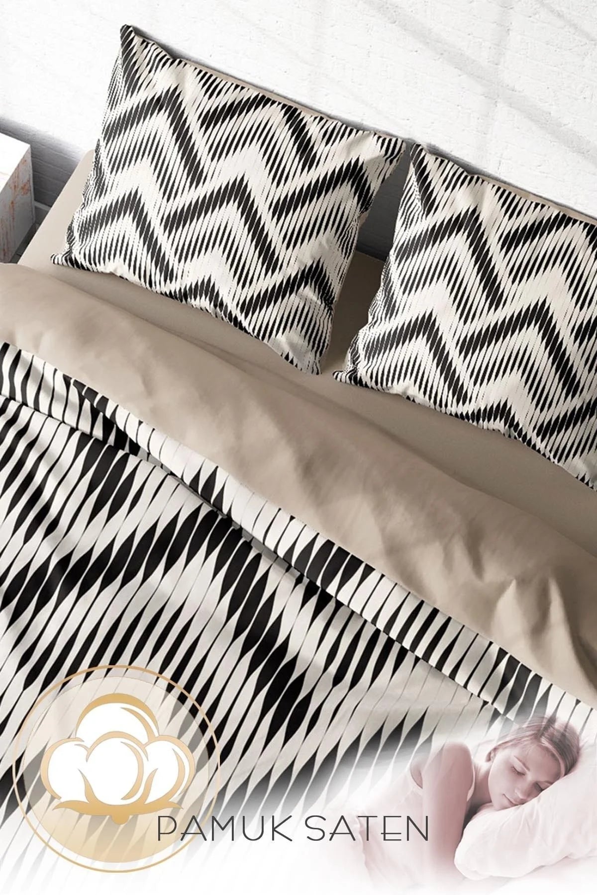 Örgü 1 3D Pamuk Saten Çift Kişilik Nevresim Takımı