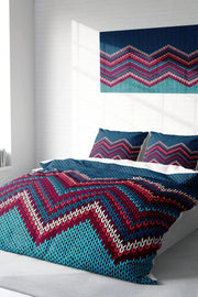 Örgü 3D Pamuk Saten Çift Kişilik Nevresim Takımı