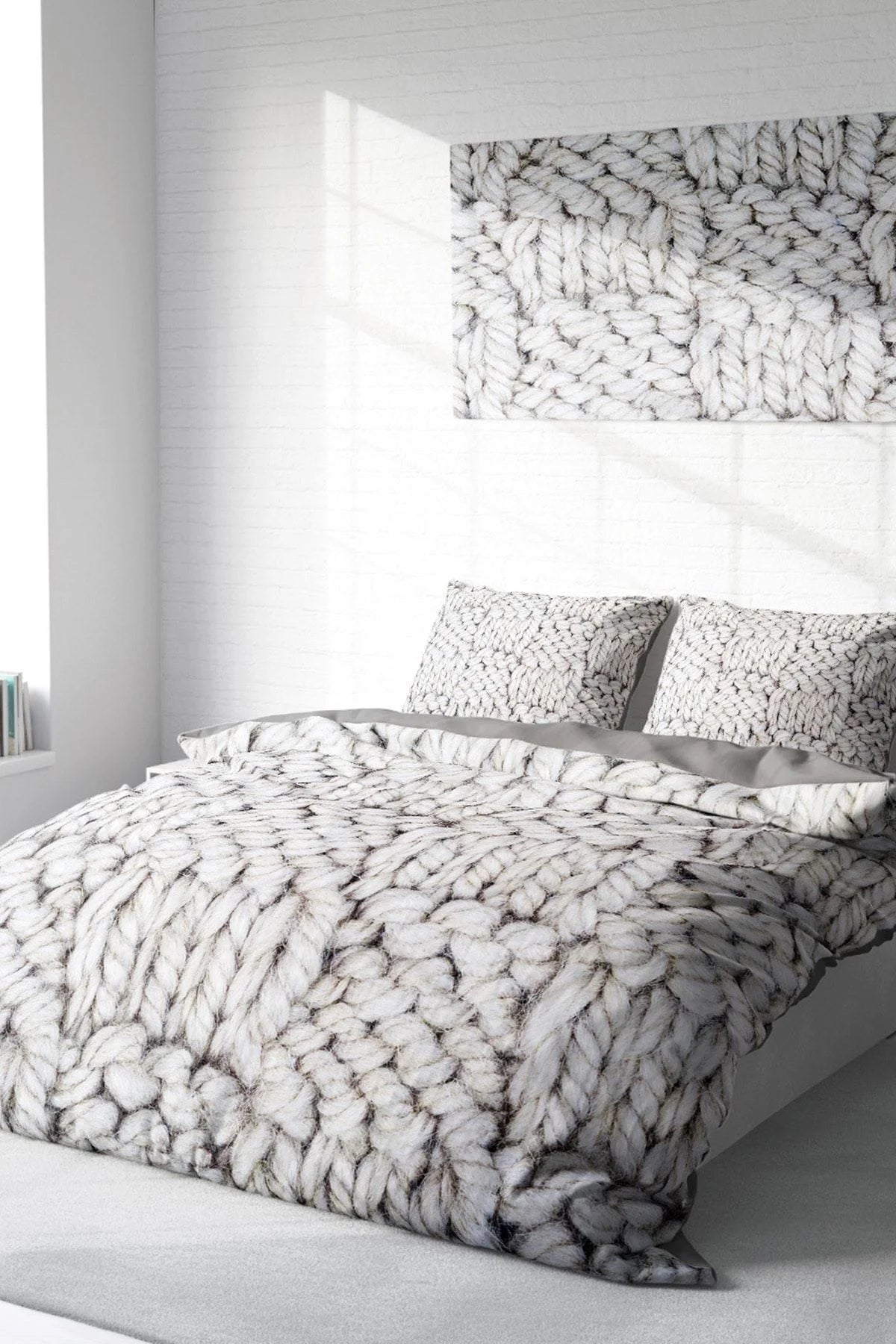 Örgü Pamuk Saten Çift Kişilik Nevresim Takımı