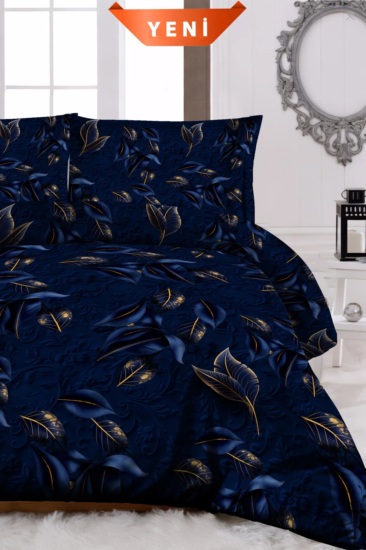 Pamuklu Çift Kişilik Nevresim Takımı Natura Blue Branch