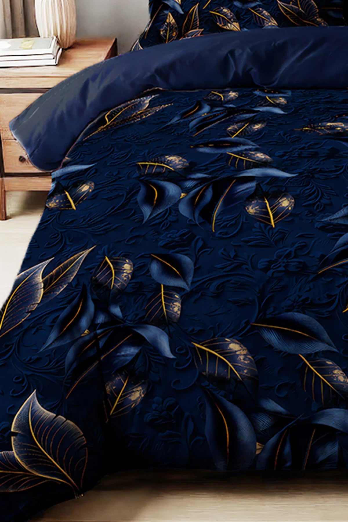 Pamuklu Çift Kişilik Nevresim Takımı Natura Blue Branch