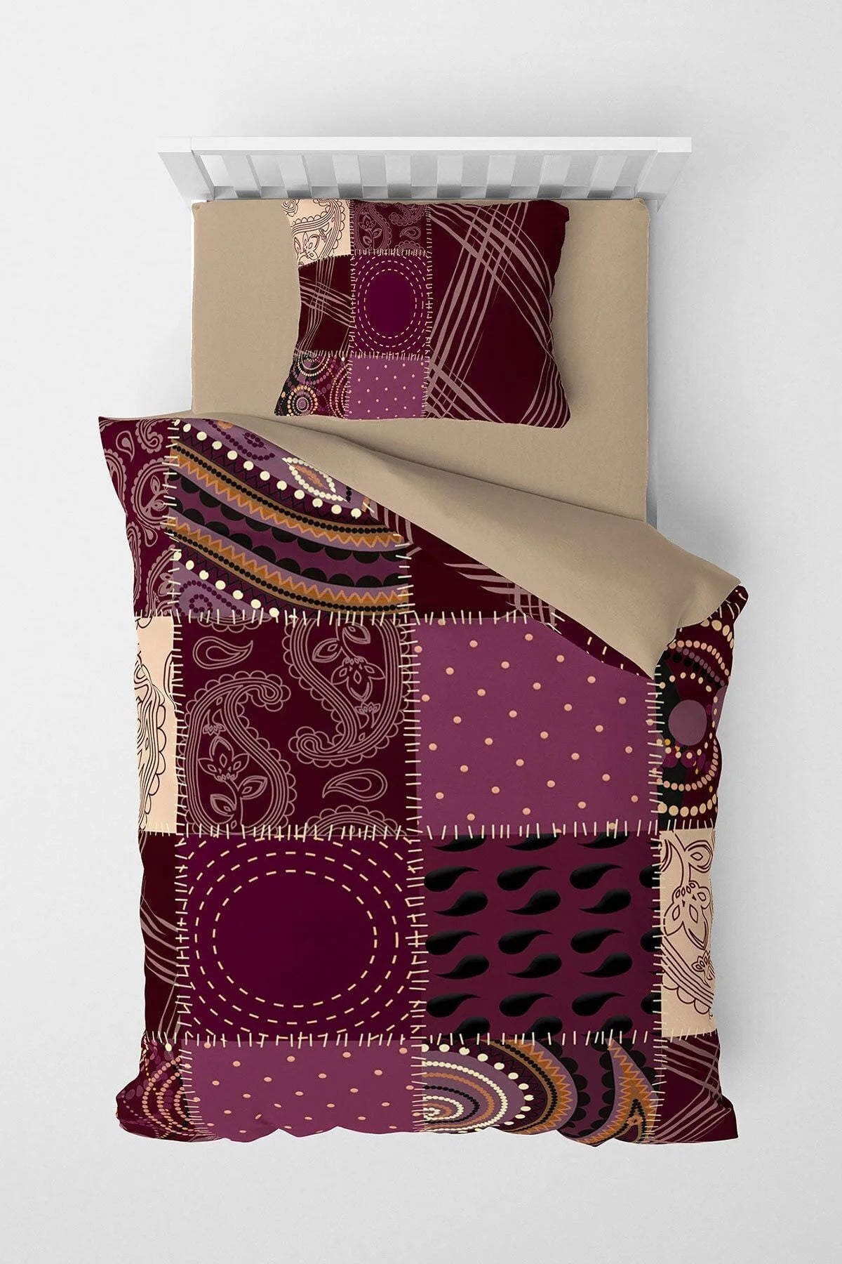 Patchwork 3D Pamuk Saten Tek Kişilik Nevresim Takımı