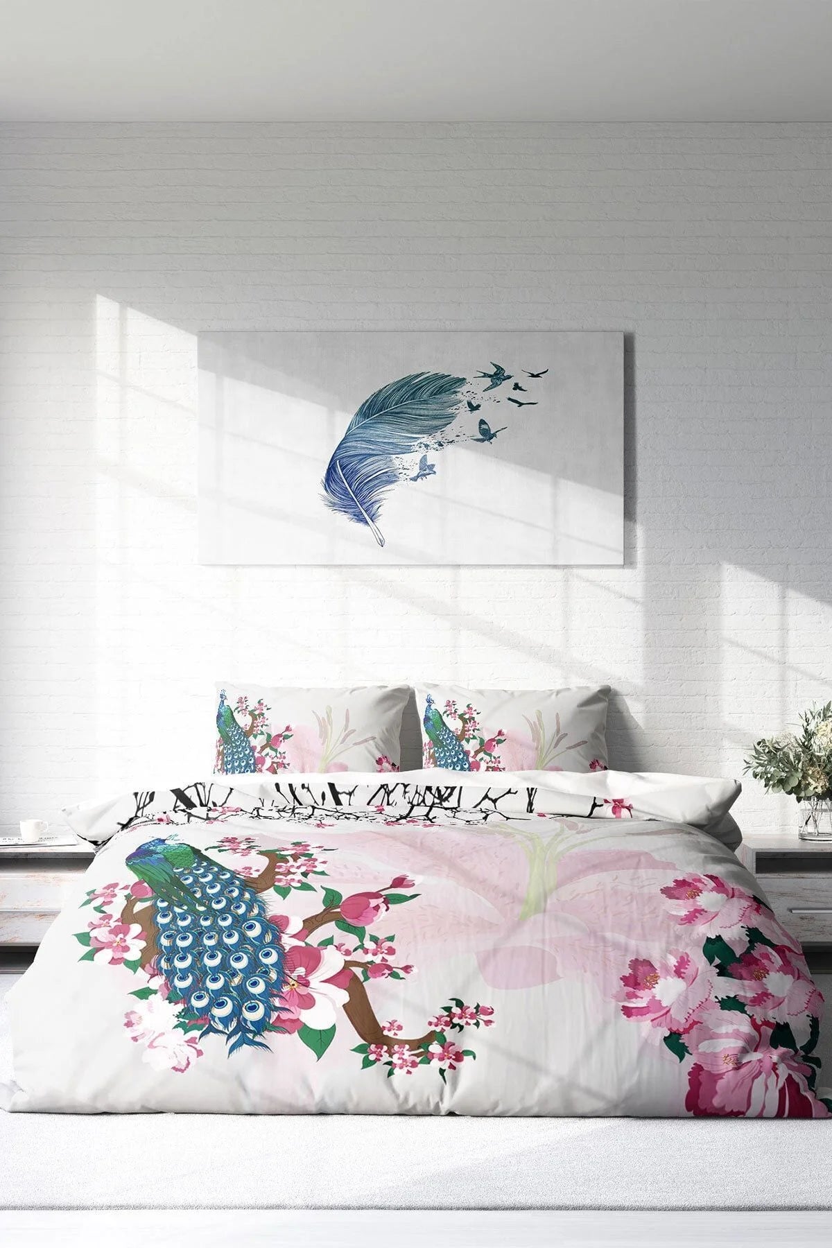 Peacock Naturel Çift Kişilik Nevresim Takımı