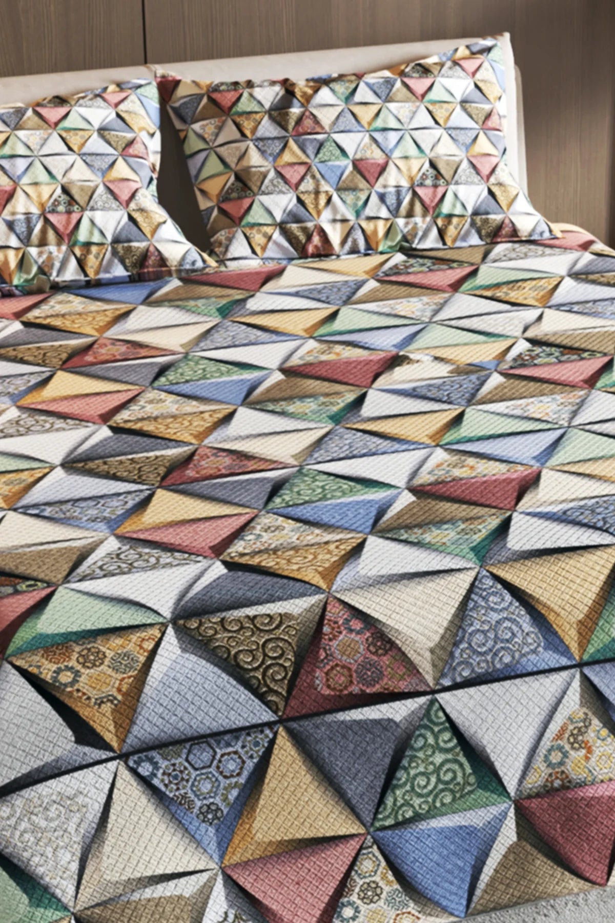 Pike Takımı Jakar Dokuma Pamuklu 3D Dijital Baskı Deep Triangle