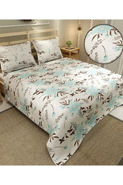 Pike Takımı Pamuklu Çift Kişilik Jakar Dokuma Yatak Örtüsü Blue Daisy