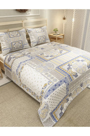 Pike Takımı Pamuklu Çift Kişilik Jakar Dokuma Yatak Örtüsü Blue Patchwork