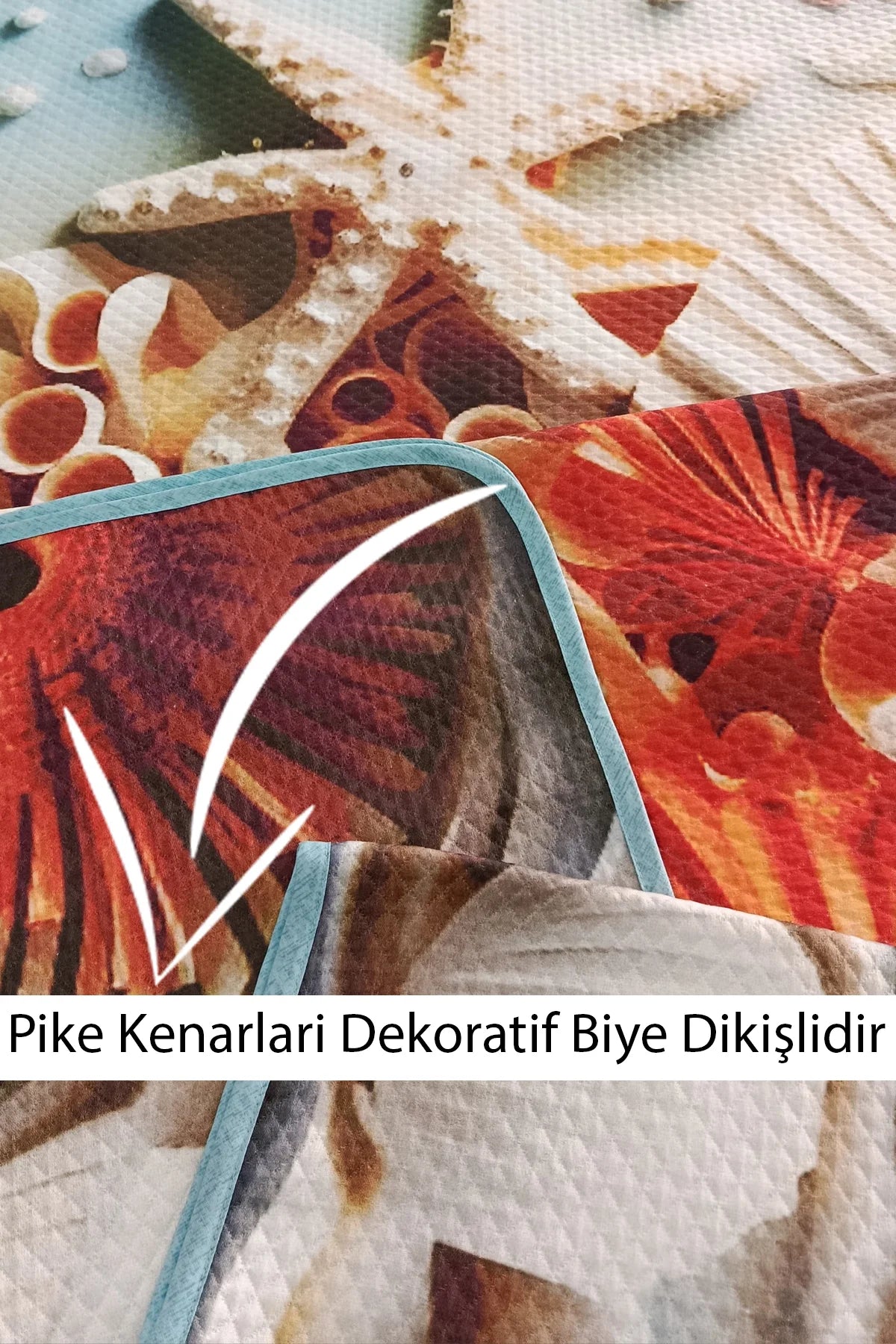 Pike Takımı Pamuklu Çift Kişilik Jakar Dokuma Yatak Örtüsü Deniz dekorasyonu