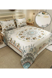 Pike Takımı Pamuklu Çift Kişilik Jakar Dokuma Yatak Örtüsü Elephant Mantra