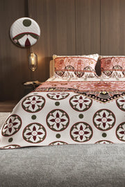 Pike Takımı Pamuklu Çift Kişilik Jakar Dokuma Yatak Örtüsü Ethnic Motif