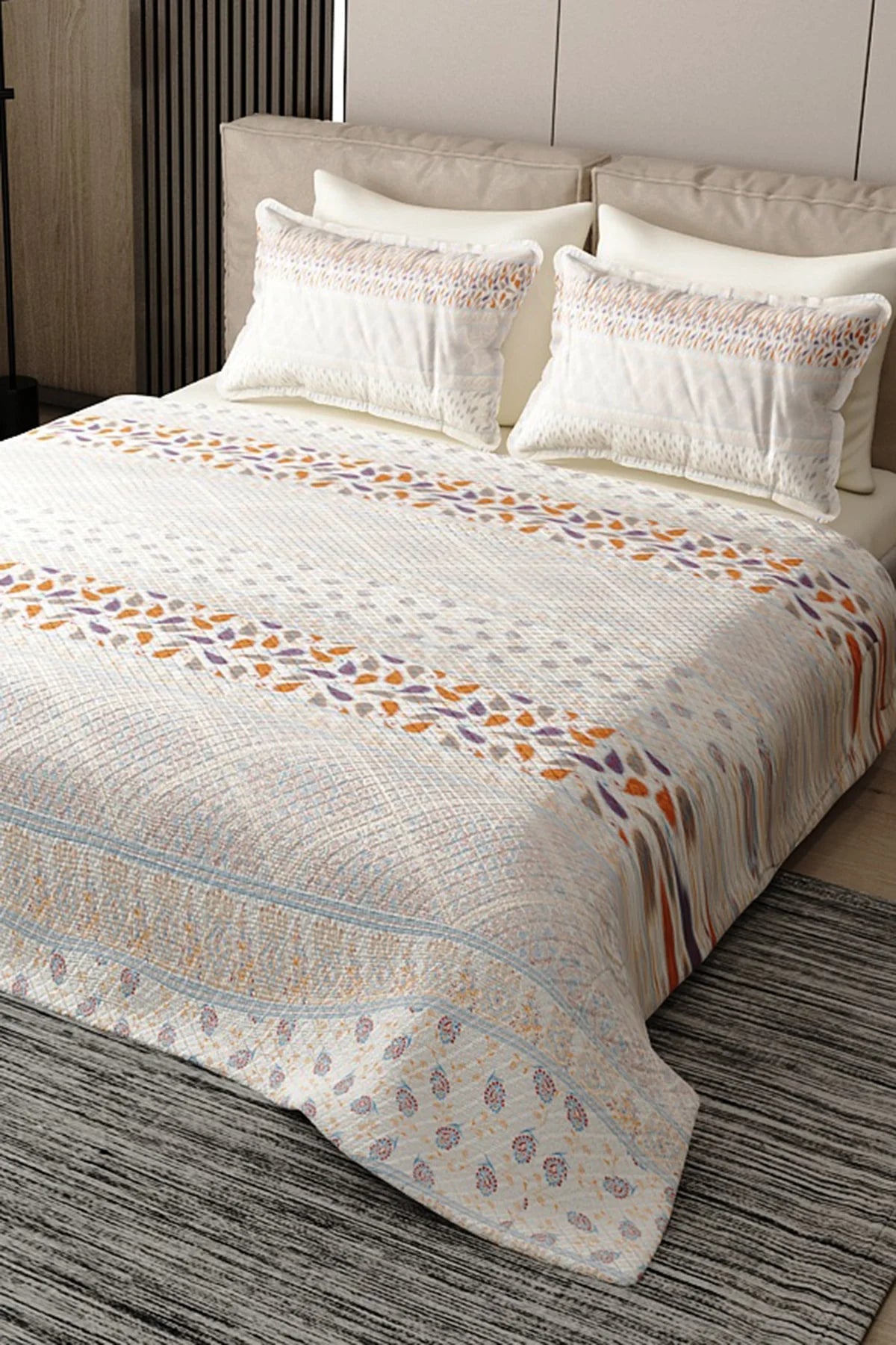 Pike Takımı Pamuklu Çift Kişilik Jakar Dokuma Yatak Örtüsü Flu