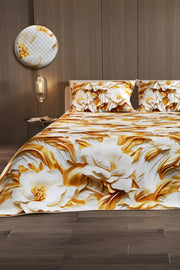 Pike Takımı Pamuklu Çift Kişilik Jakar Dokuma Yatak Örtüsü Gold