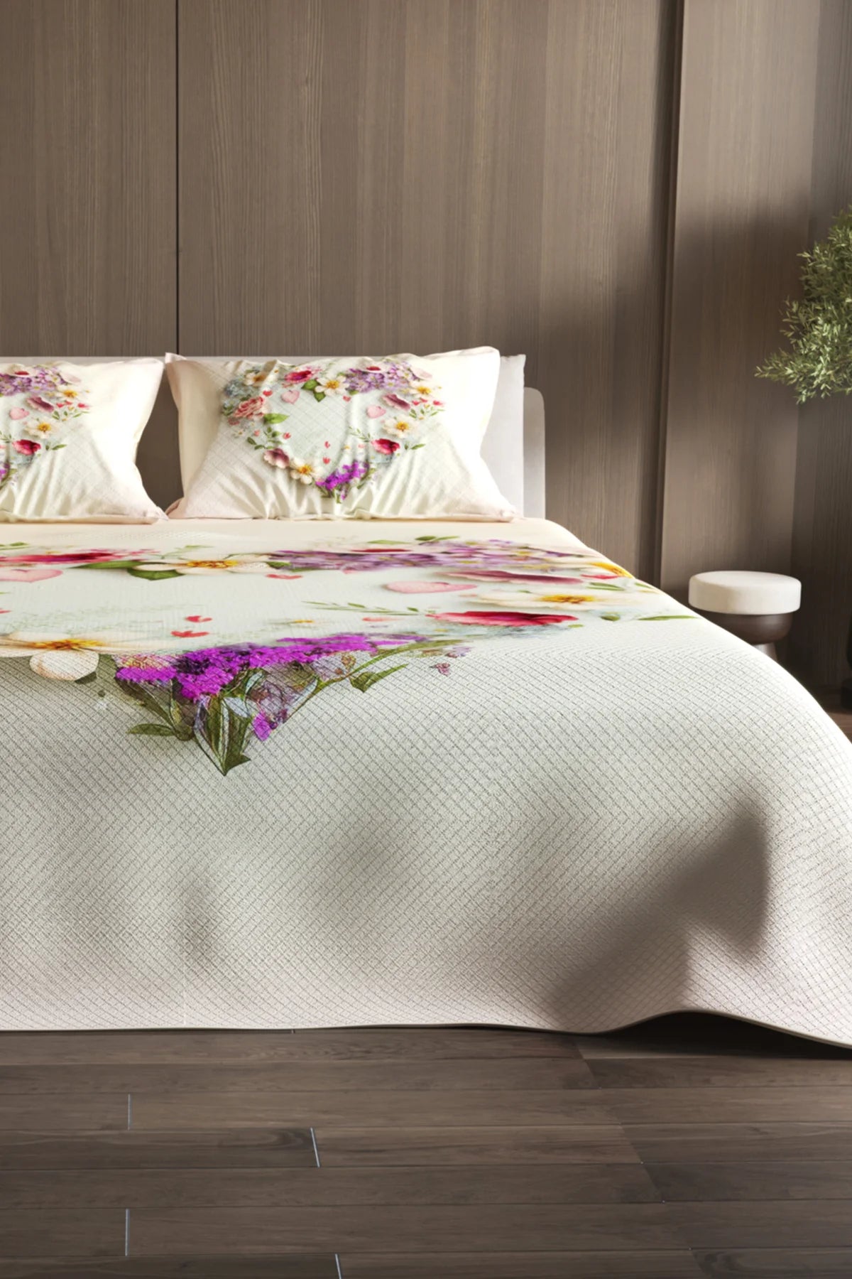 Pike Takımı Pamuklu Çift Kişilik Jakar Dokuma Yatak Örtüsü Heart of roses