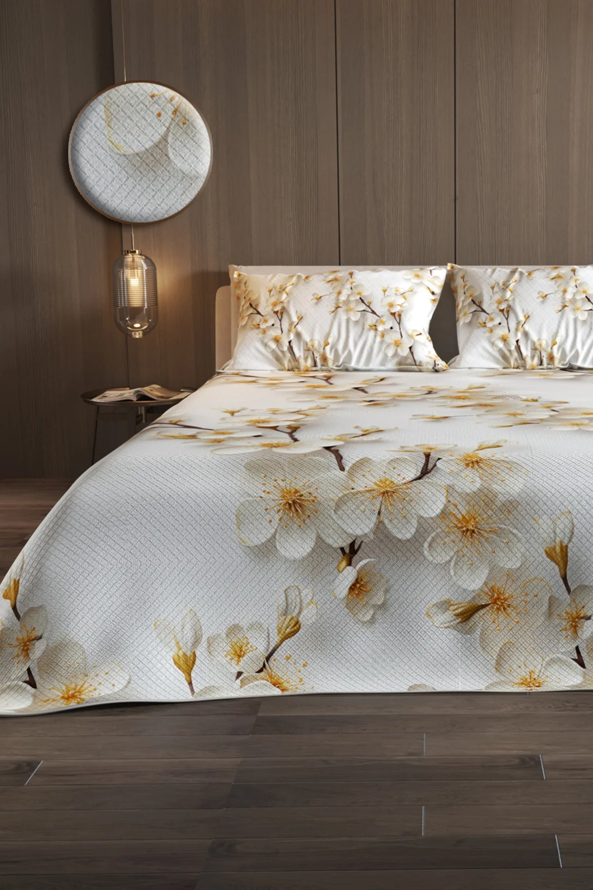 Pike Takımı Pamuklu Çift Kişilik Jakar Dokuma Yatak Örtüsü Jasmin