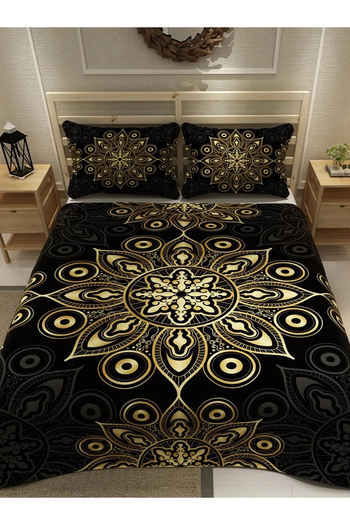 Pike Takımı Pamuklu Çift Kişilik Jakar Dokuma Yatak Örtüsü Motif Design