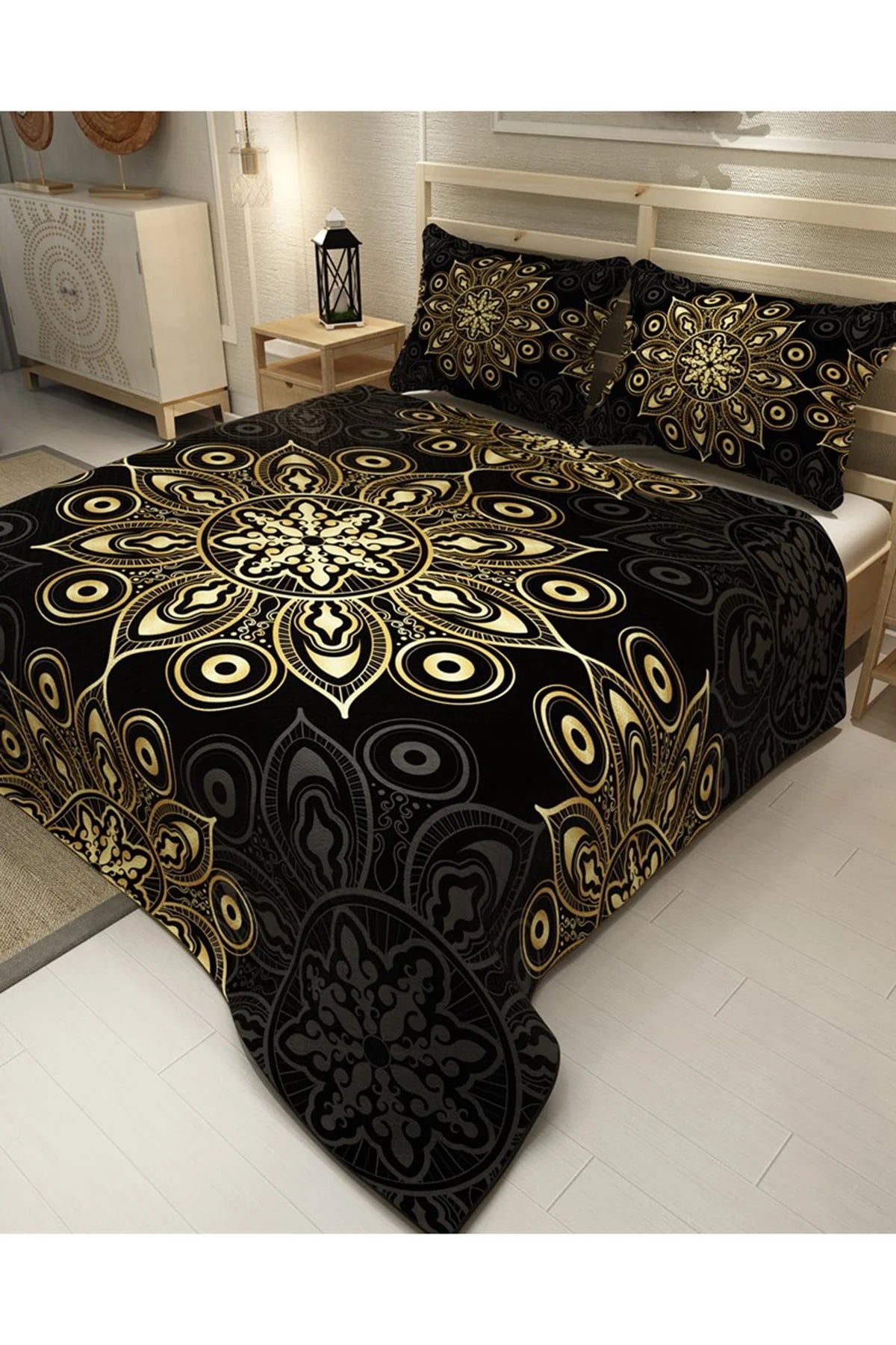 Pike Takımı Pamuklu Çift Kişilik Jakar Dokuma Yatak Örtüsü Motif Design