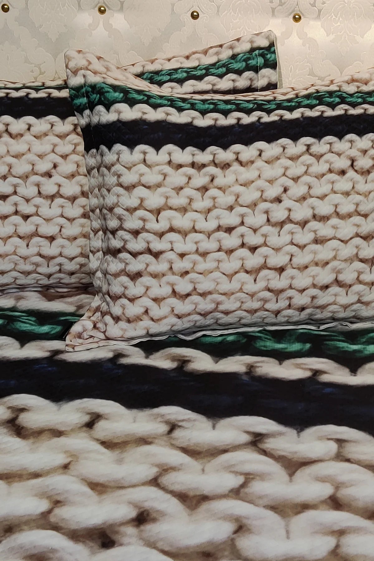 Pike Takımı Pamuklu Çift Kişilik Jakar Dokuma Yatak Örtüsü Örgü