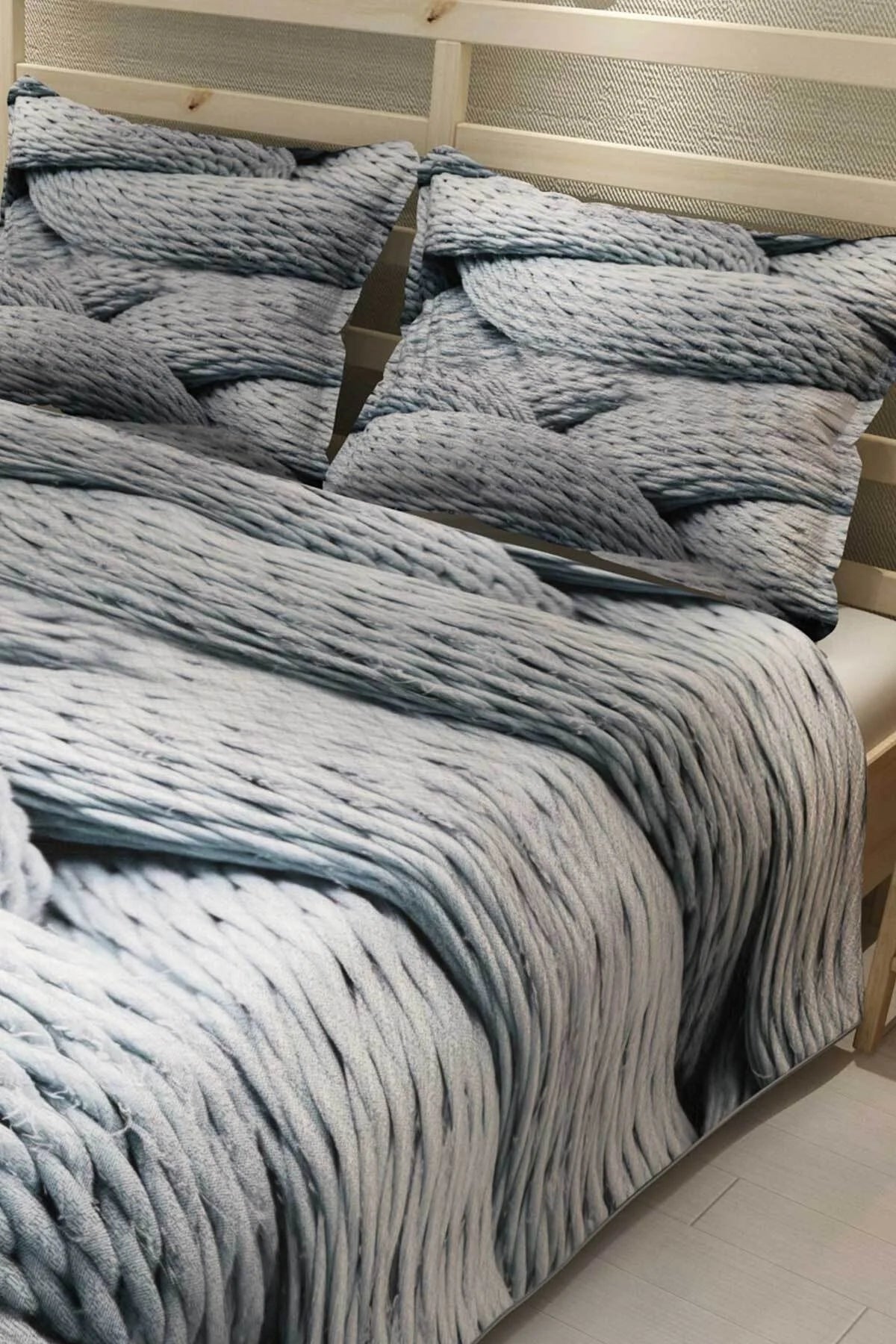 Pike Takımı Pamuklu Çift Kişilik Jakar Dokuma Yatak Örtüsü Rope Burgu