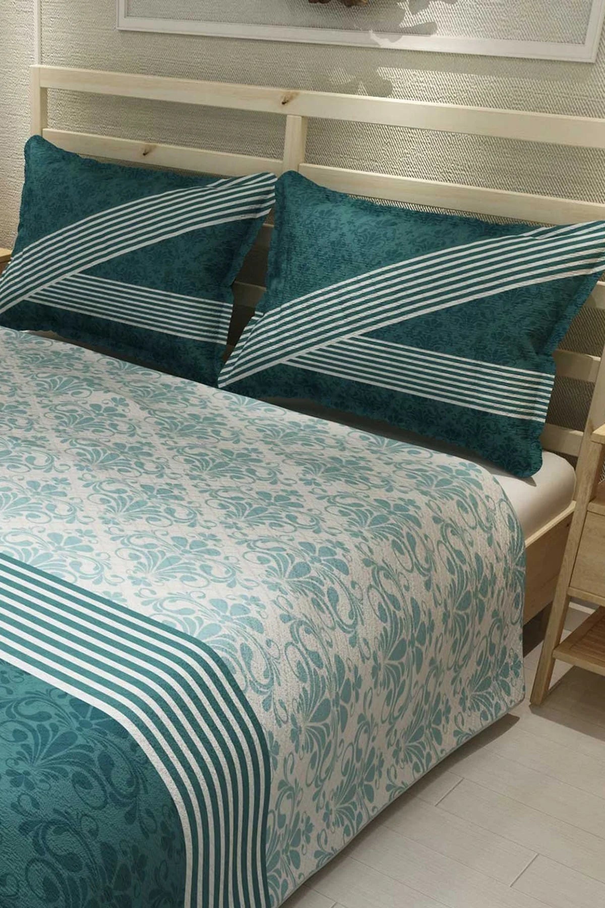 Pike Takımı Pamuklu Çift Kişilik Jakar Dokuma Yatak Örtüsü Soft Nefti