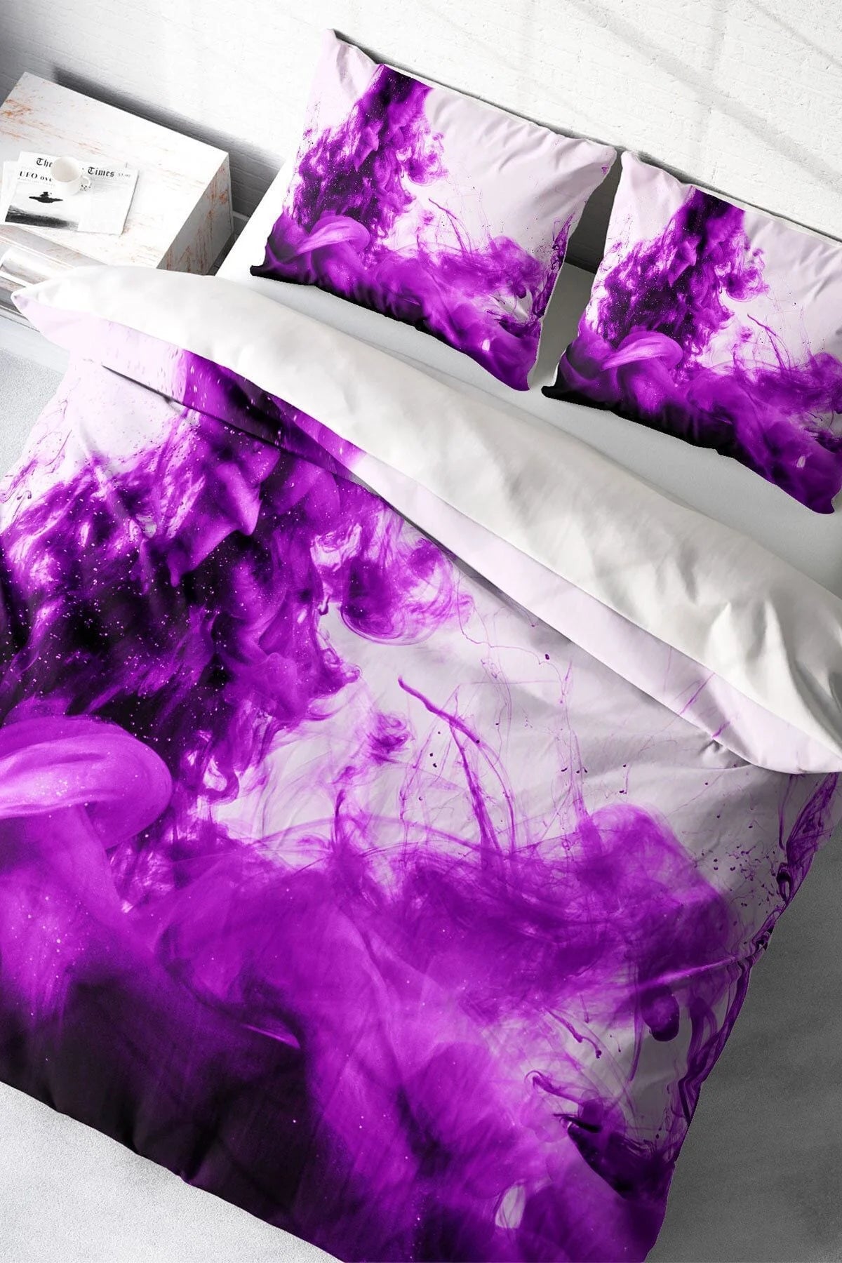 Purp 3D Çift Kişilik Nevresim Takımı