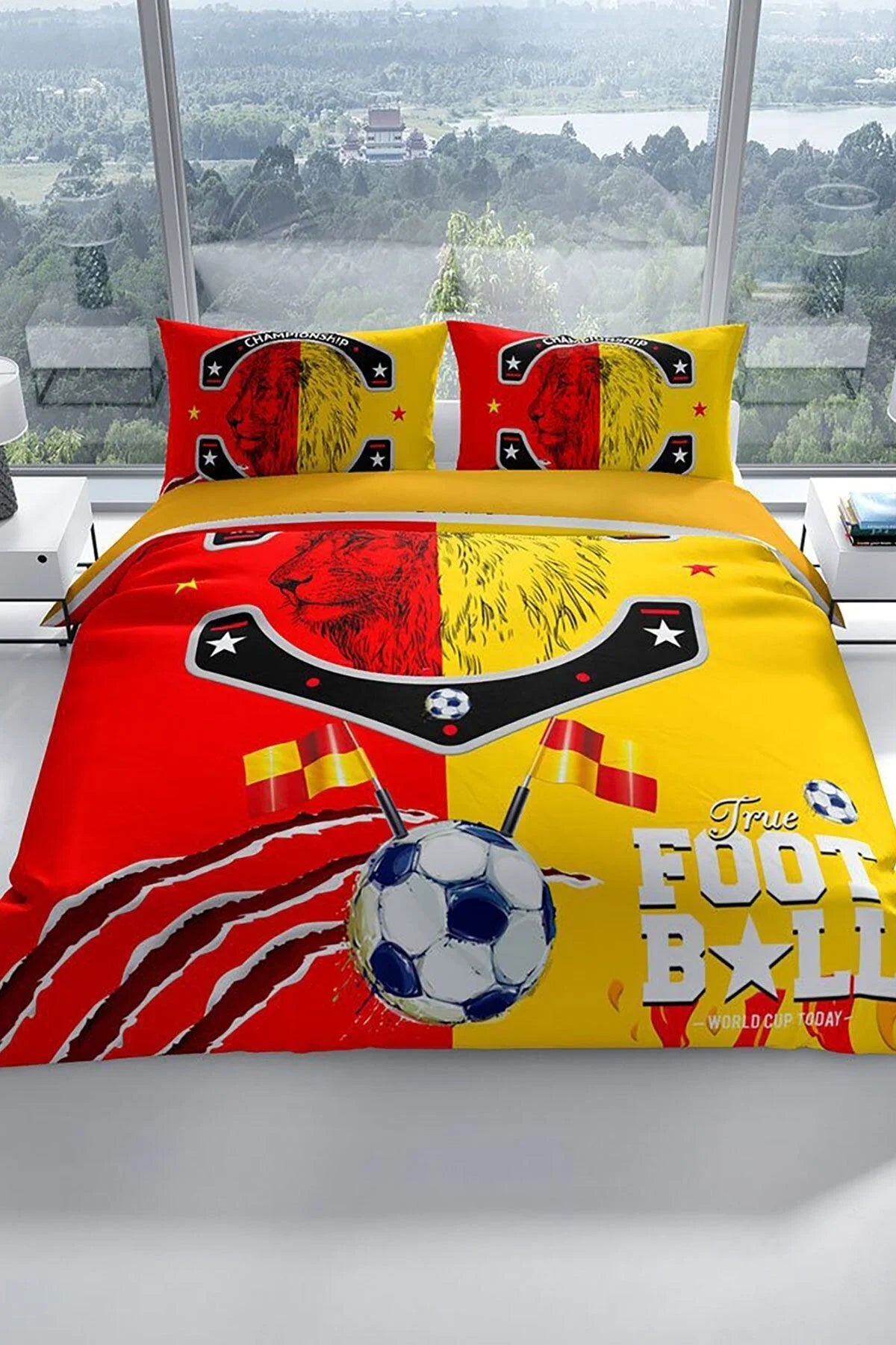 Red & Yellow 3D Çift Kişilik Nevresim Takımı