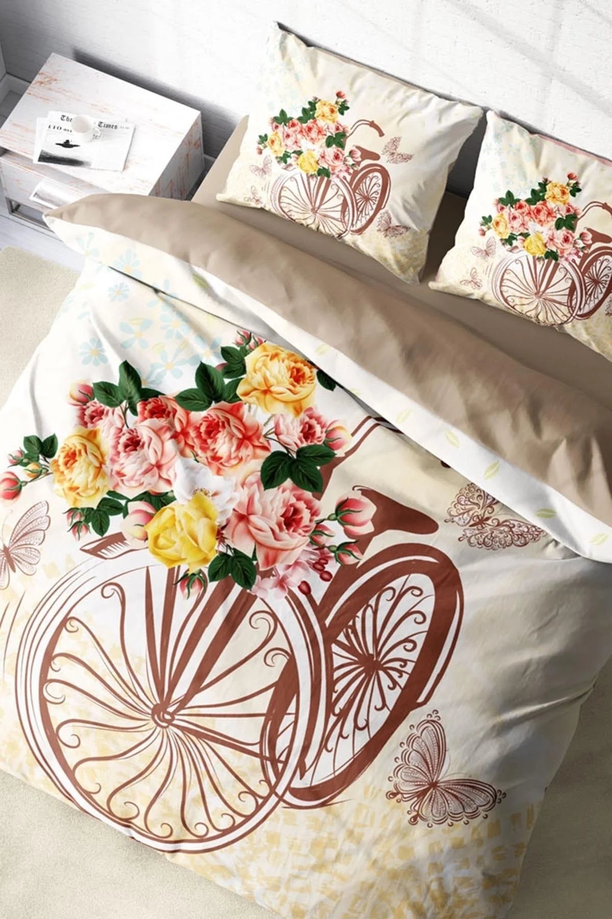 Romantic Bicycle Modern Çift Kişilik Nevresim Takımı