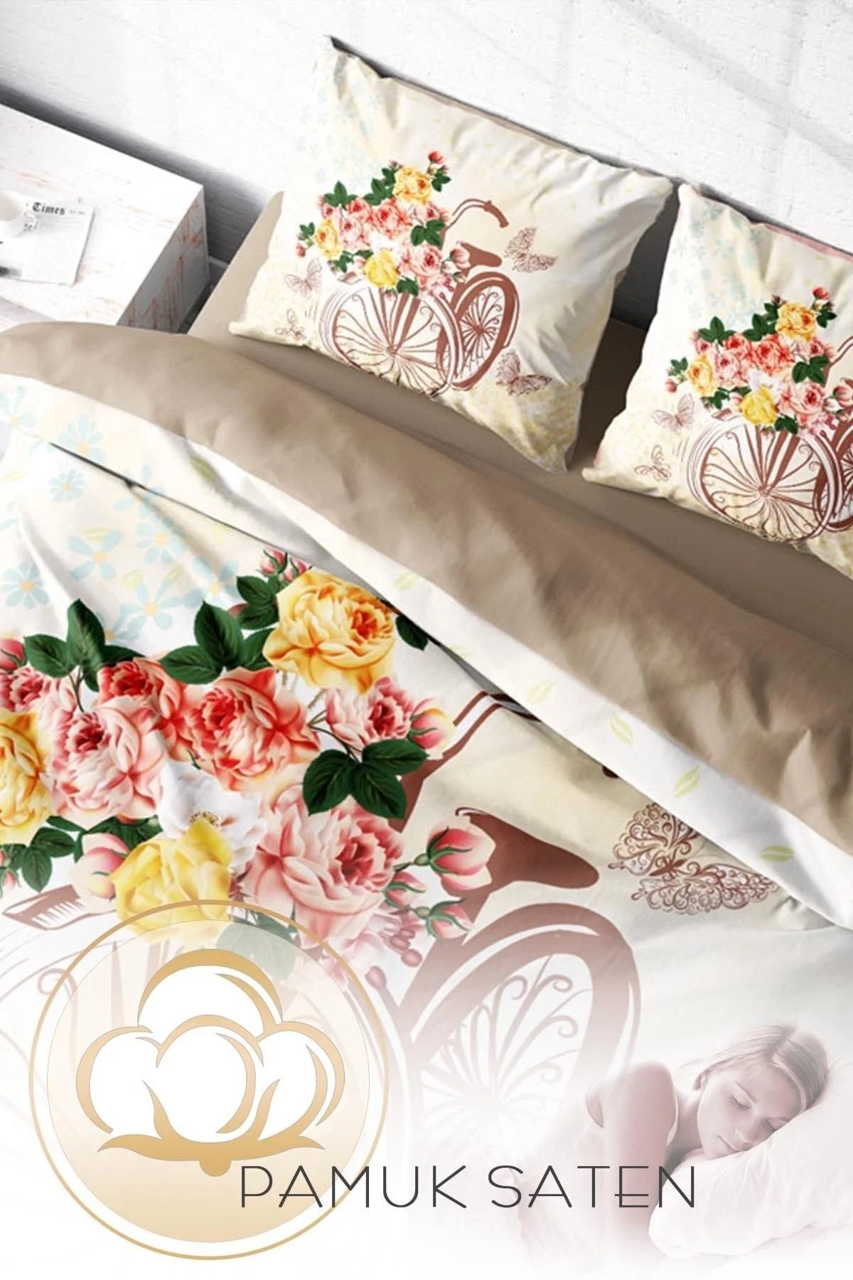 Romantic Bicycle Modern Çift Kişilik Nevresim Takımı