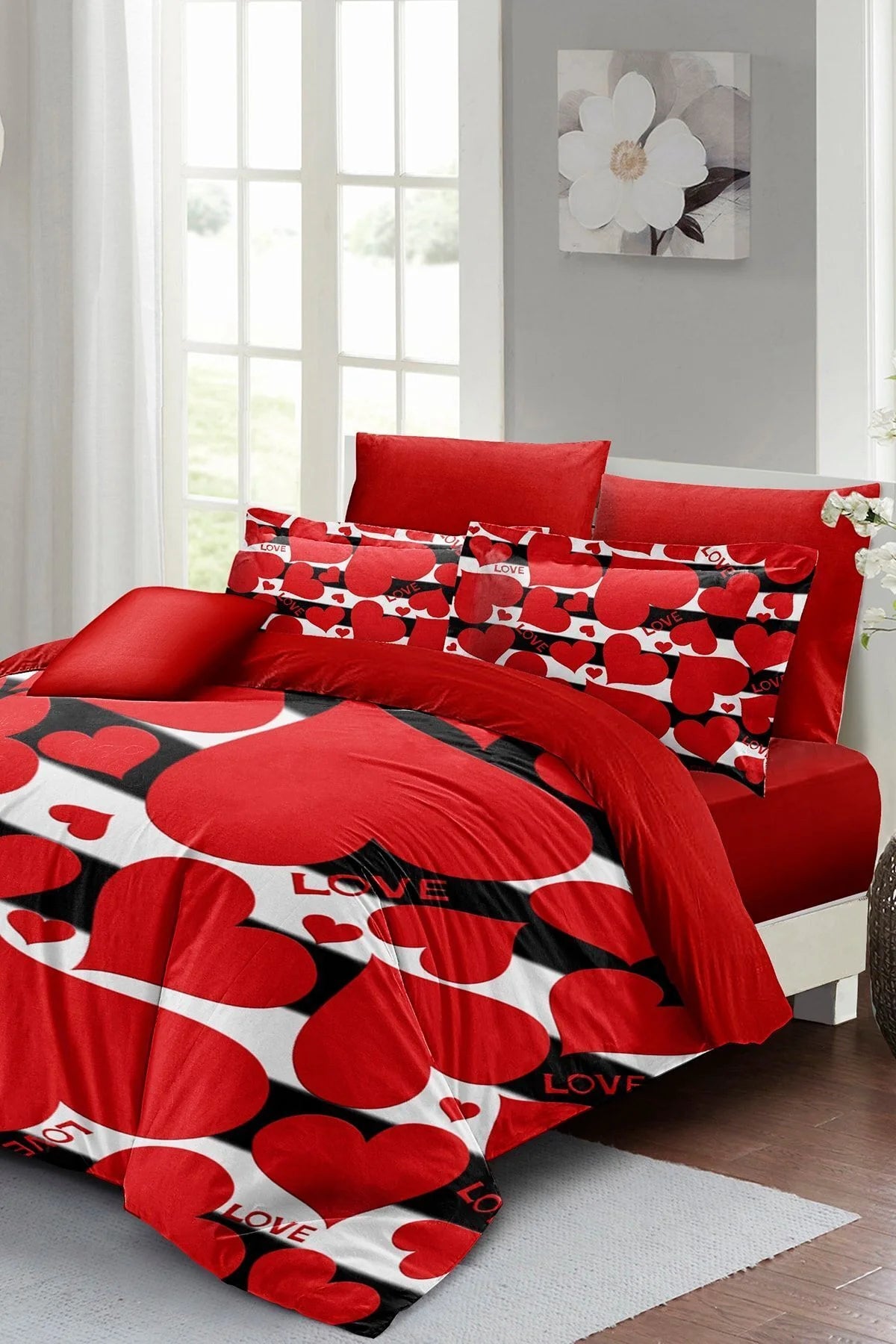 Sevgililer Günü Çift Kişilik Nevresim Takımı%100 Pamuk Saten Big Love