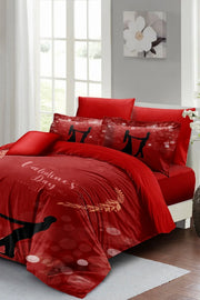 Sevgililer Günü Çift Kişilik Nevresim Takımı%100 Pamuk Saten Valentine's Day