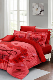 Sevgililer Günü Çift Kişilik Nevresim Takımı%100 Pamuk Saten You&me