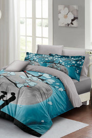 Sevgililer Günü Özel Çift Kişilik Nevresim Takımı Pamuk Saten Blue Dream