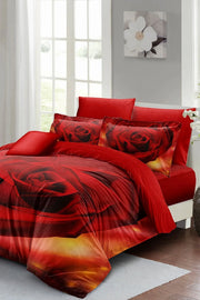 Sevgililer Günü Özel Çift Kişilik Nevresim Takımı Pamuk Saten Gül Aşkına