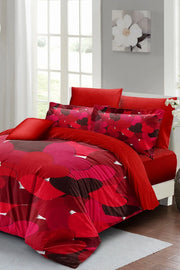 Sevgililer Günü Özel Çift Kişilik Nevresim Takımı Pamuk Saten Kırmızı Aşkına