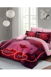 Sevgililer Günü Özel Çift Kişilik Nevresim Takımı Pamuk Saten Love U
