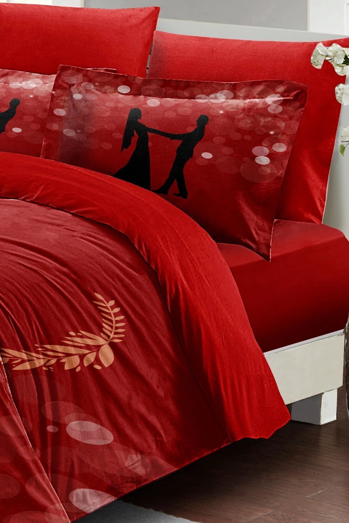 Sevgililer Günü Özel Çift Kişilik Nevresim Takımı Pamuk Saten Valentine's Day