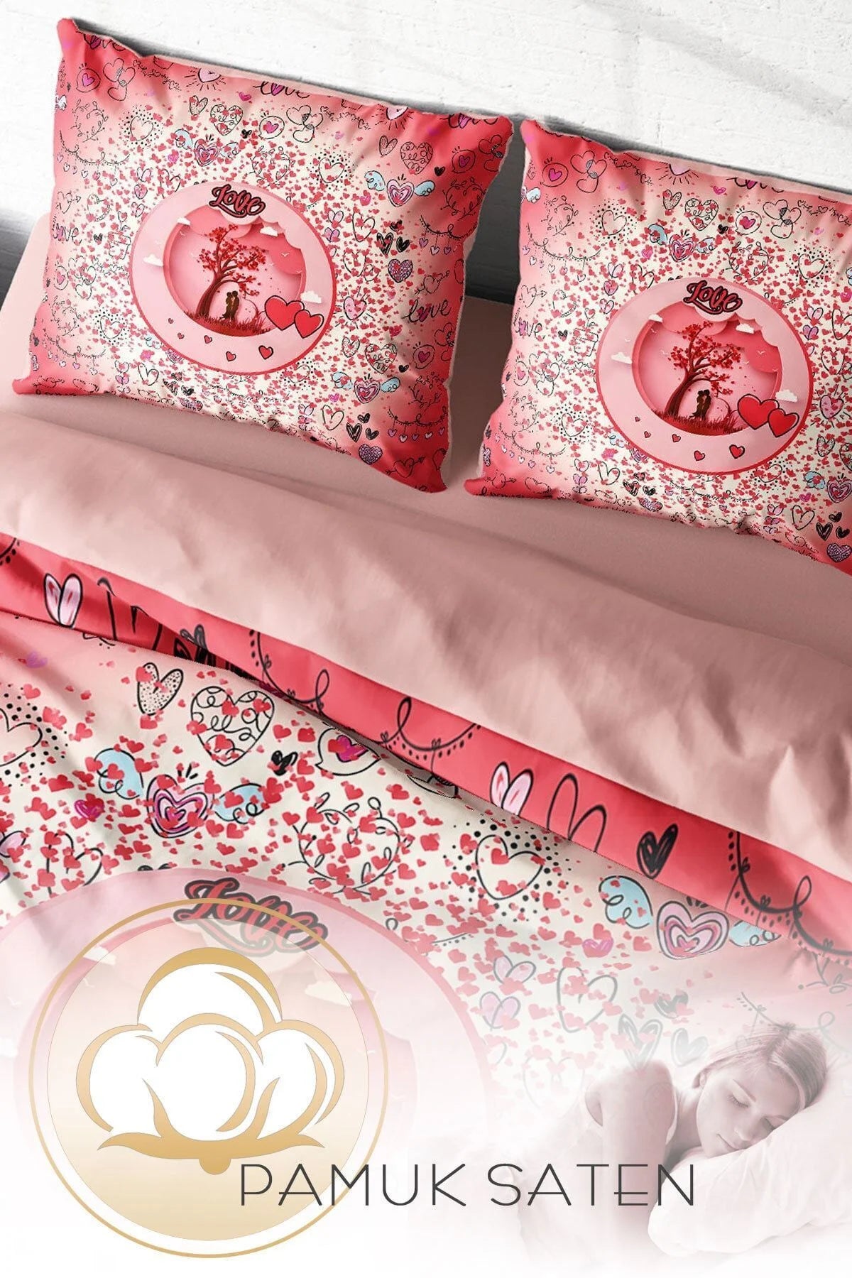 Sevgililer Günü Xıı 3D Çift Kişilik Nevresim Takımı