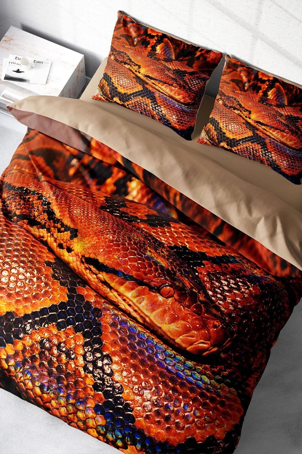Snakecharmer 3D Pamuk Saten Çift Kişilik Nevresim Takımı