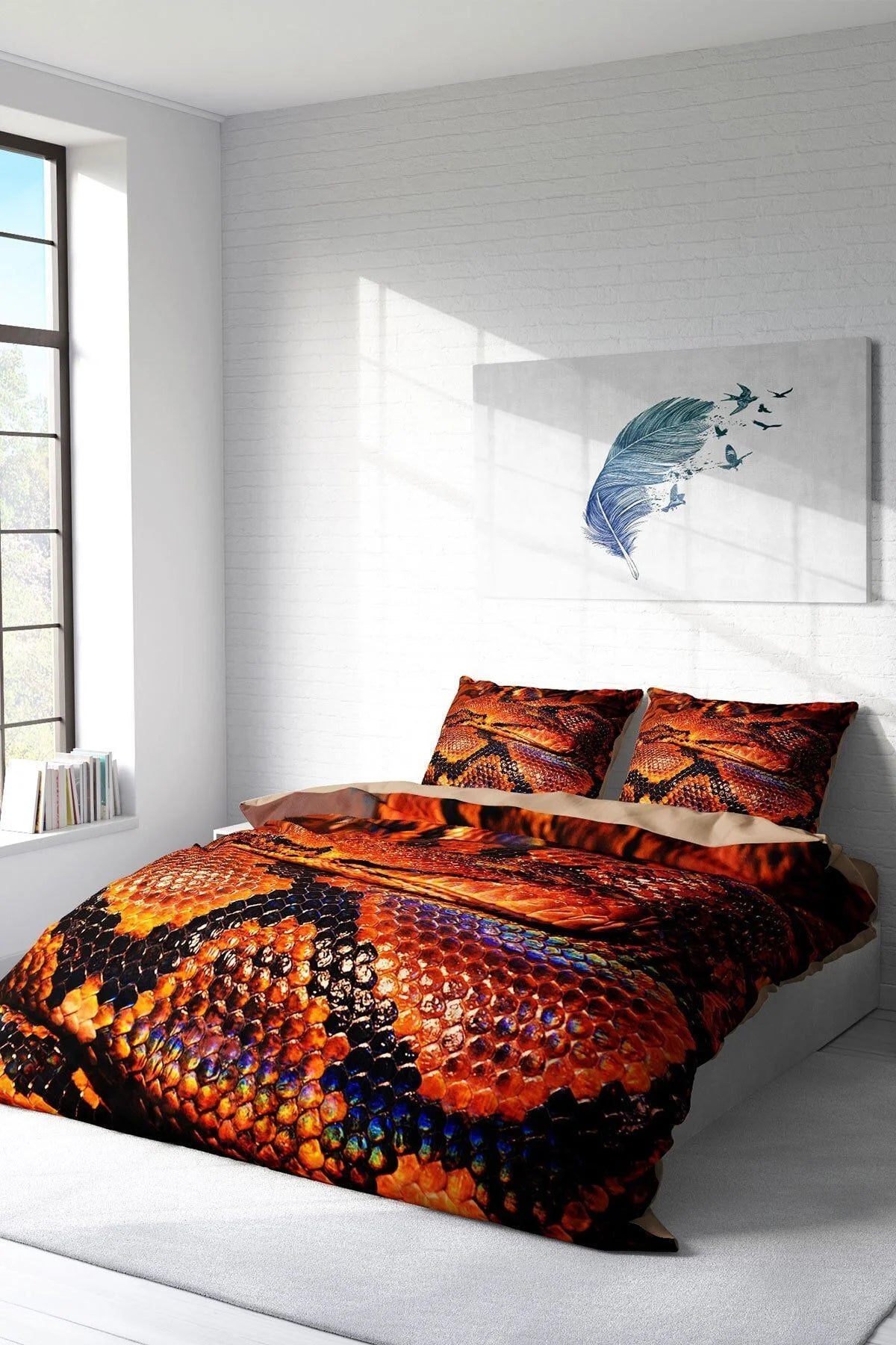 Snakecharmer 3D Pamuk Saten Çift Kişilik Nevresim Takımı