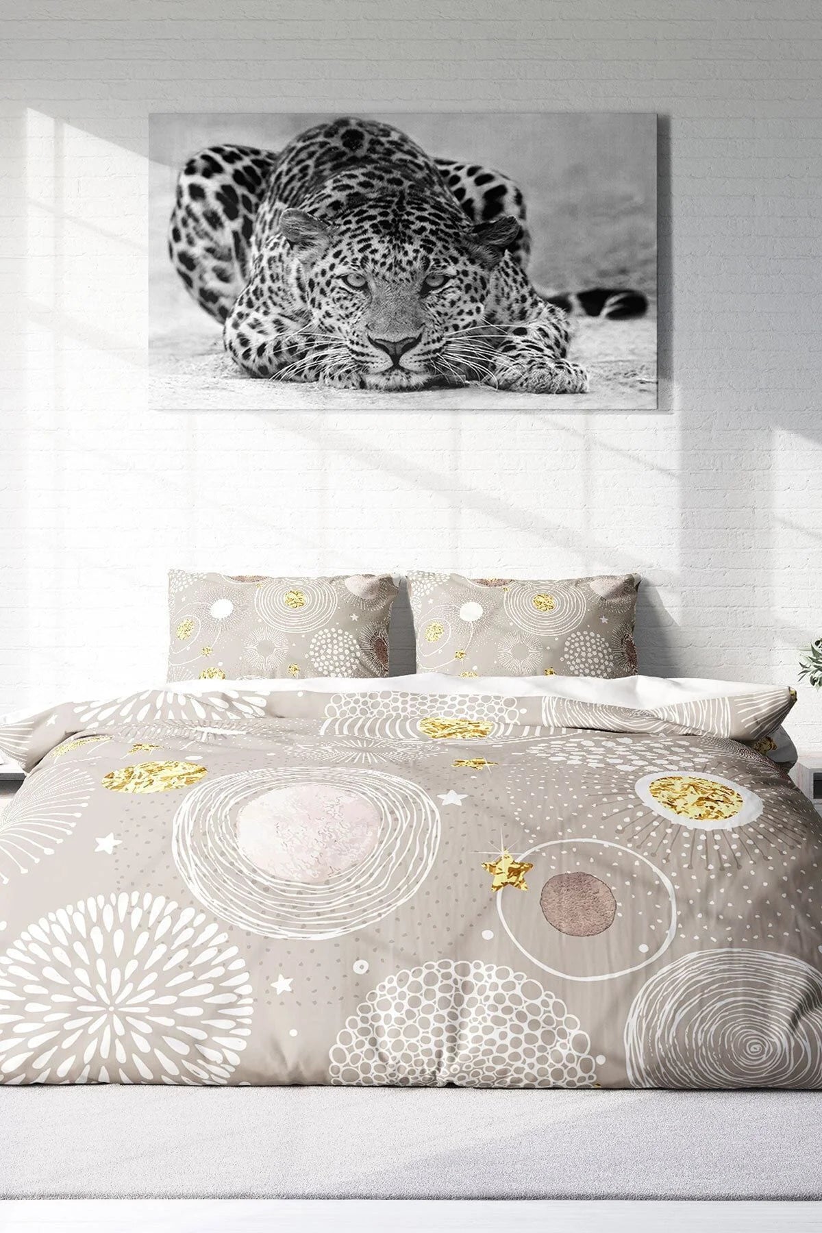 Soft Circles 3D Pamuk Saten Çift Kişilik Nevresim Takımı