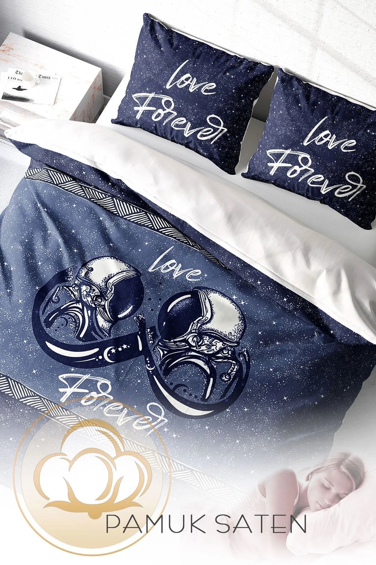 Space Infinity 3D Pamuk Saten Çift Kişilik Nevresim Takımı